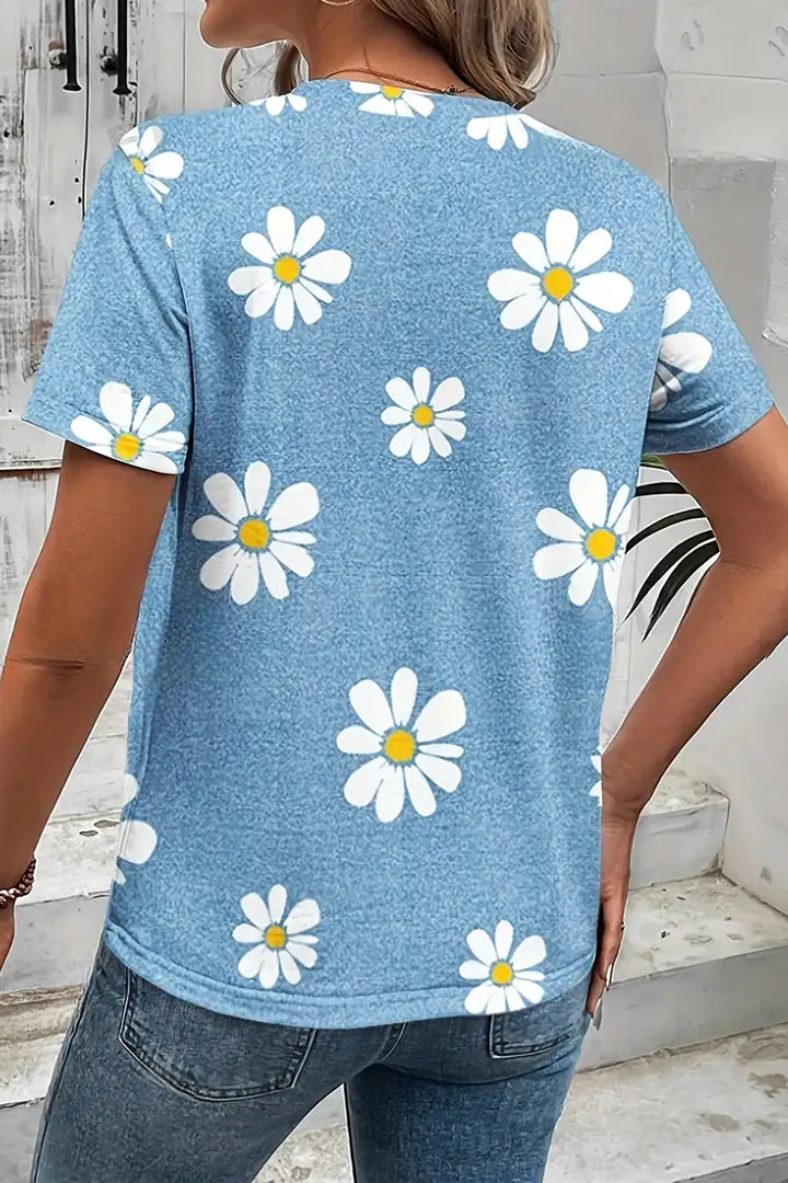 T-shirt met bloemenprint en ronde hals