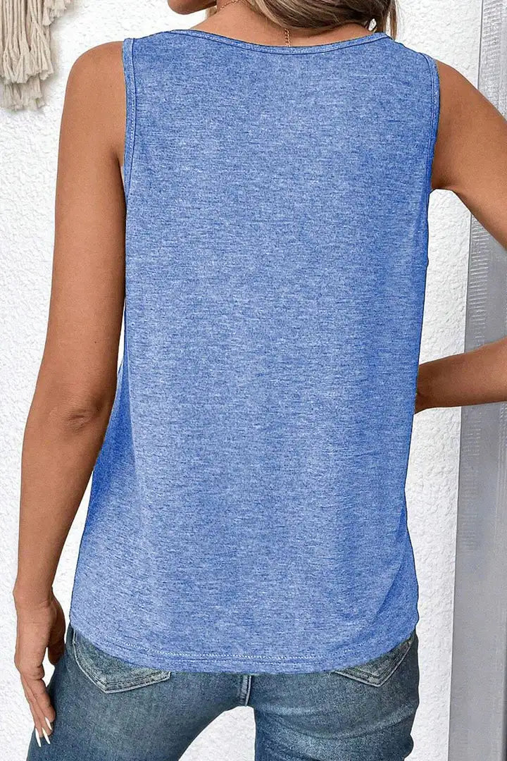 Tanktop met plooien en V-hals