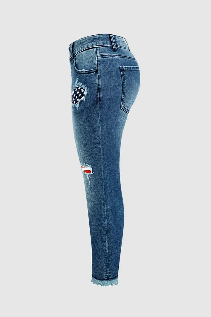 Skinny capri broek met Amerikaanse vlagprint