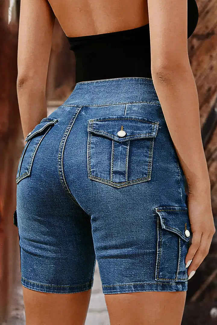 Tira - Denim broek met klepzakken