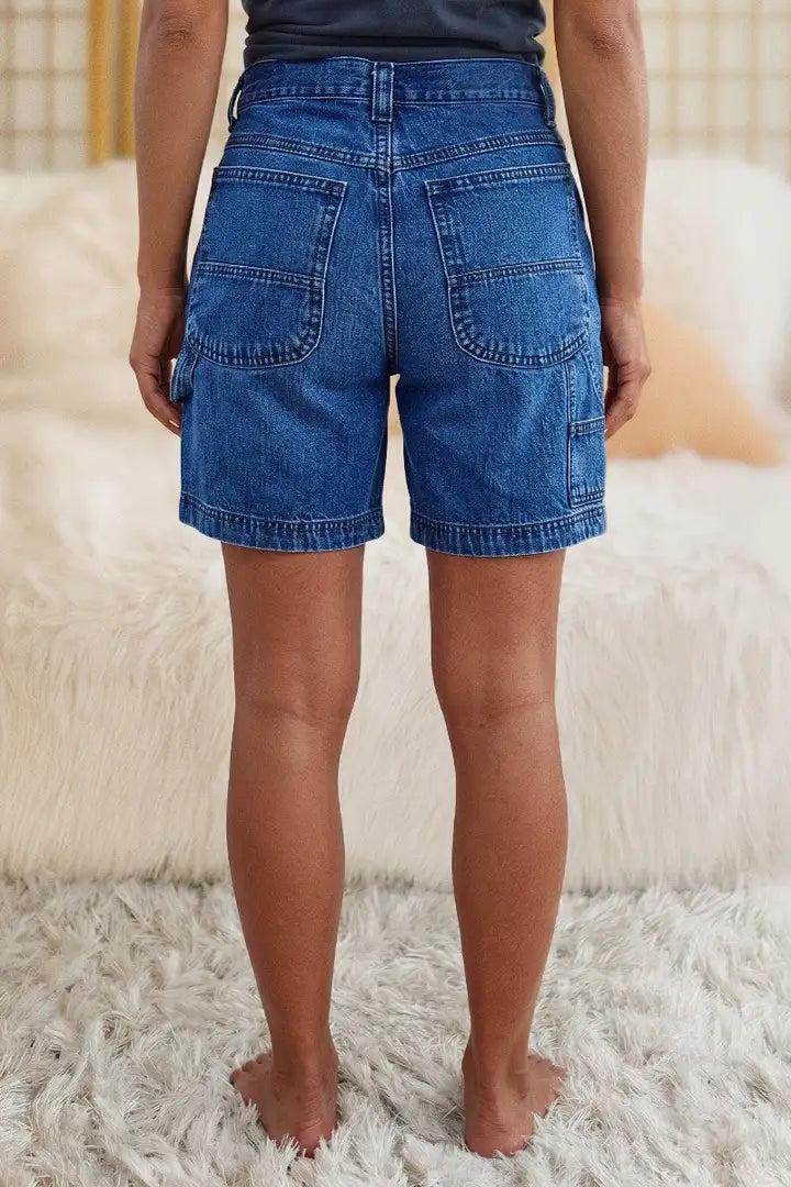 Sira - Denim broek met opgestikte zakken en hoge taille