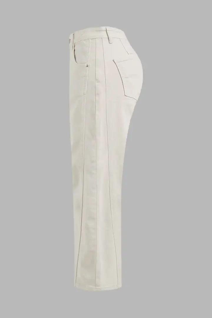 Mirae - Broek met effen stikdetails en middelhoge taille