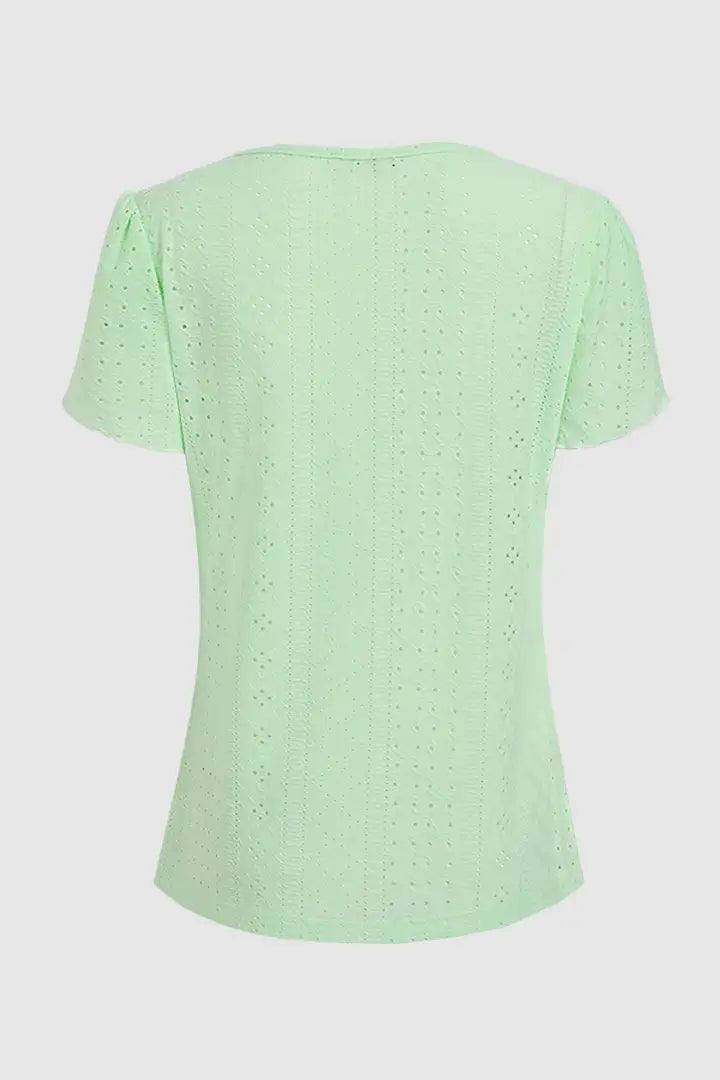 T-shirt met V-hals en bloemmouwen