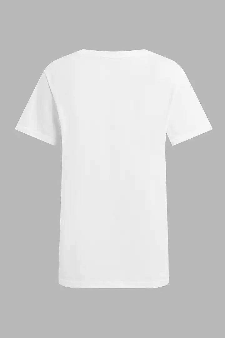 T-shirt met V-hals en korte mouwen