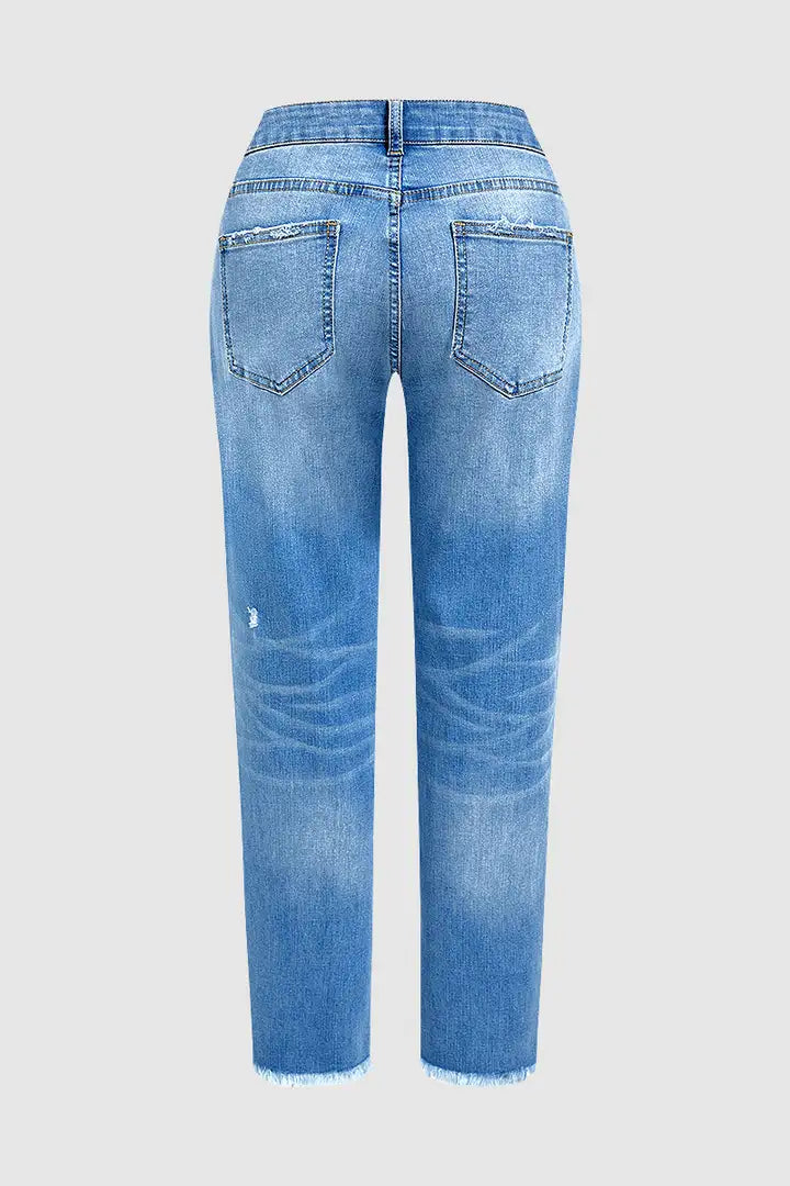 Zora - Cropped broek met rafelige zoom en scheurtjes