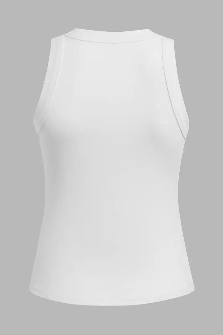 Ribgebreide tanktop met ronde hals
