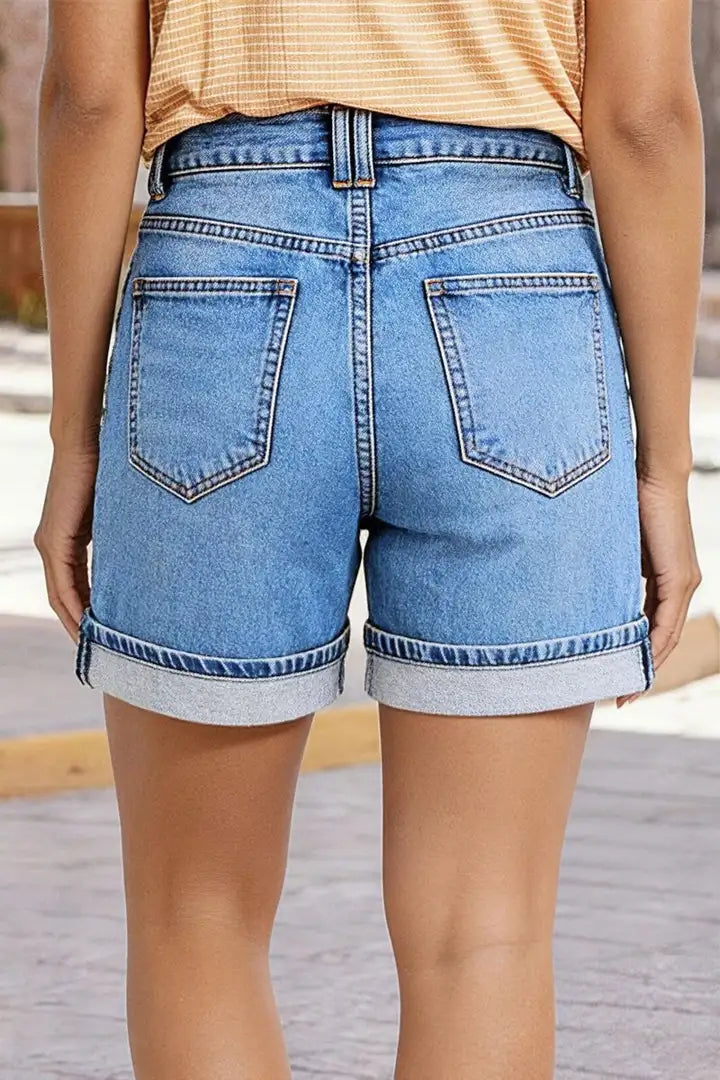 Lira - Denim broek met bloemenborduursel