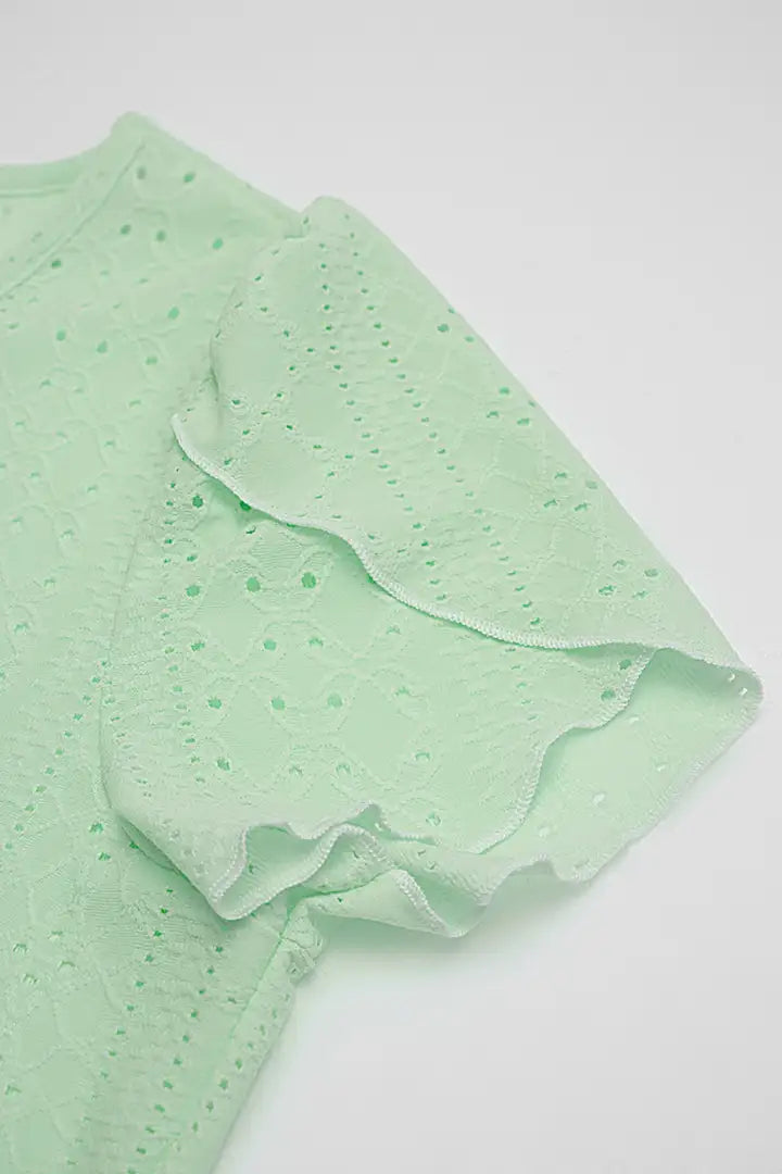 T-shirt met V-hals en bloemmouwen