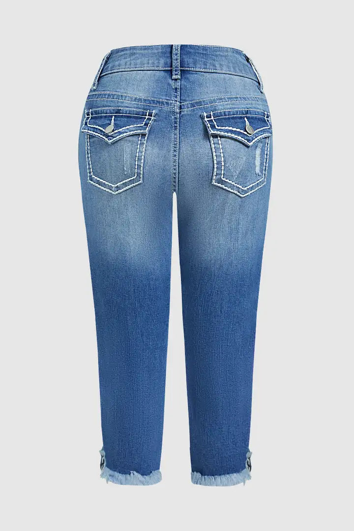 Lara - Skinny capri broek met sterrenborduursel
