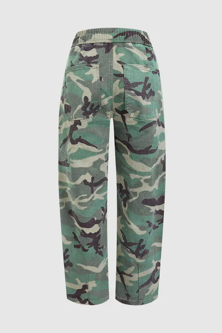 Luna - Camouflage cropped broek met trekkoord