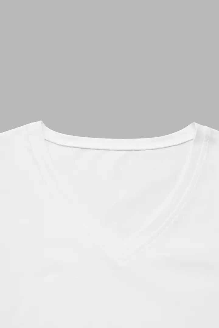 T-shirt met V-hals en korte mouwen