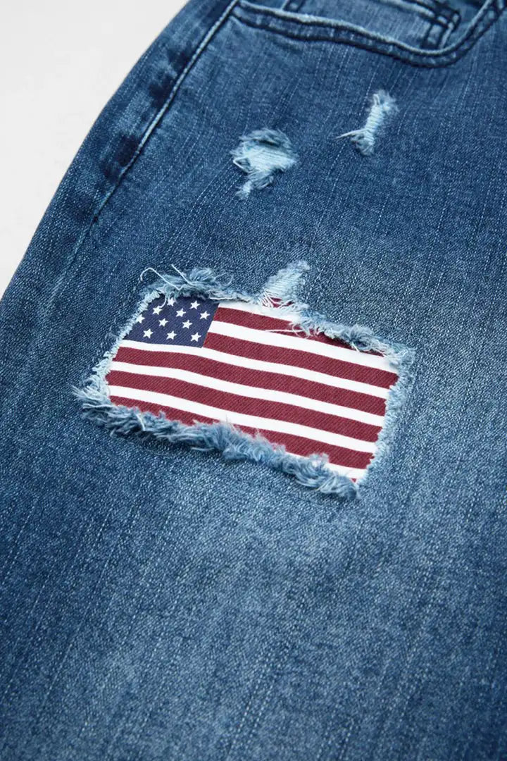 Skinny capri broek met Amerikaanse vlagprint