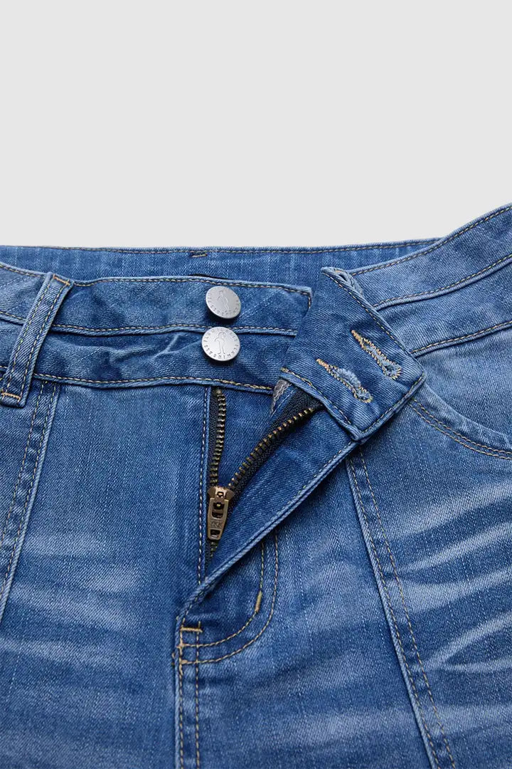 Mila - Denim broek met dubbele knoopsluiting