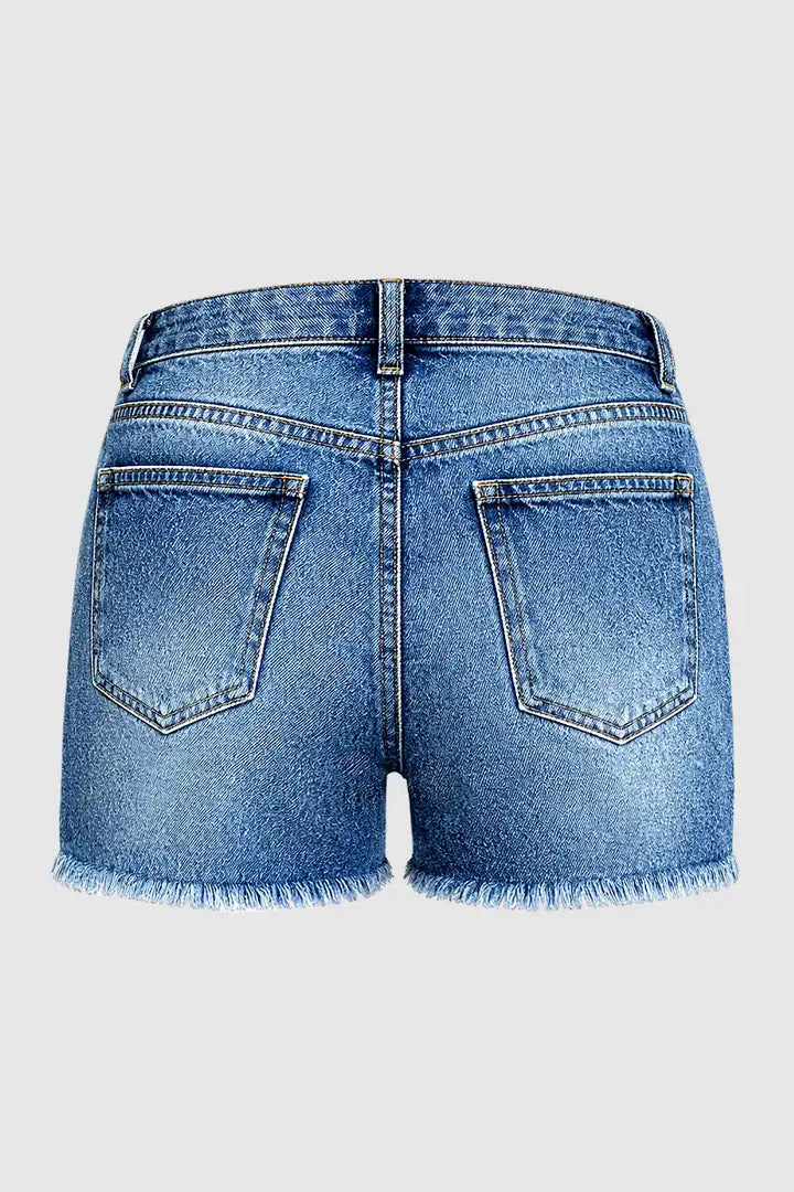 Mina - Gewassen denim broek met trekkoord