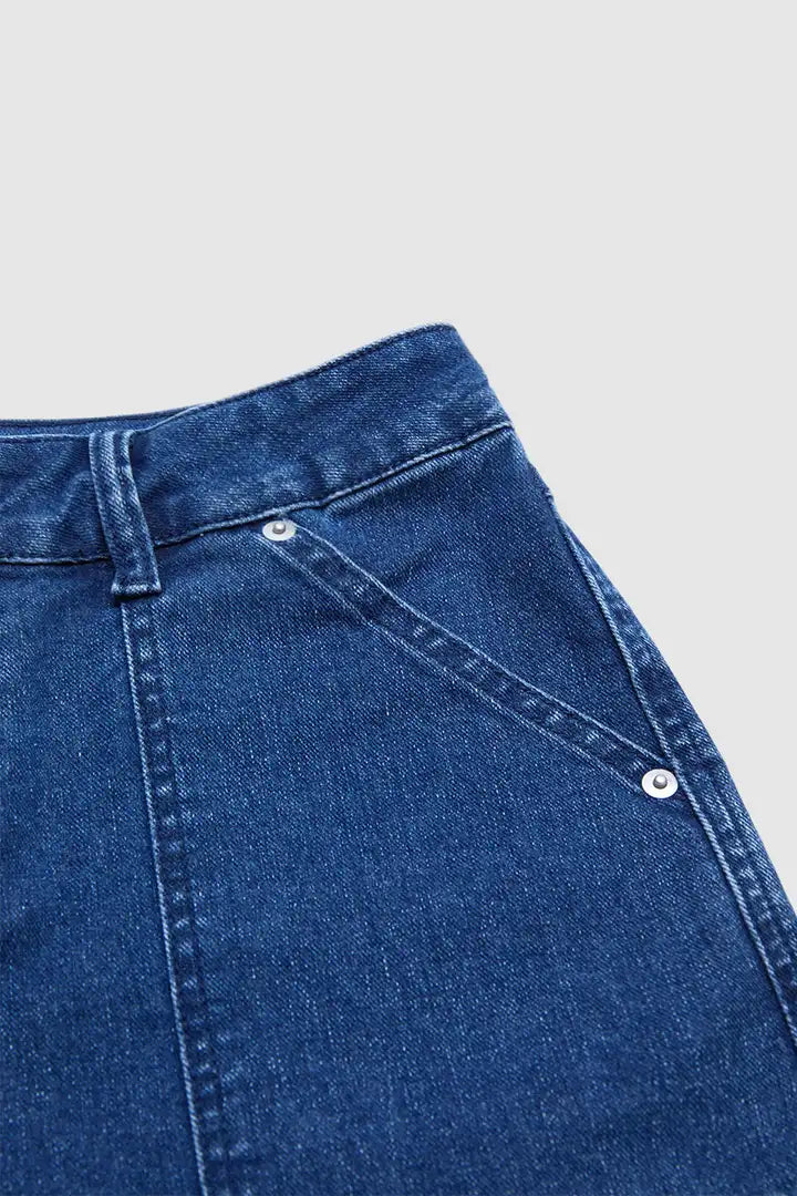 Sira - Denim broek met opgestikte zakken en hoge taille