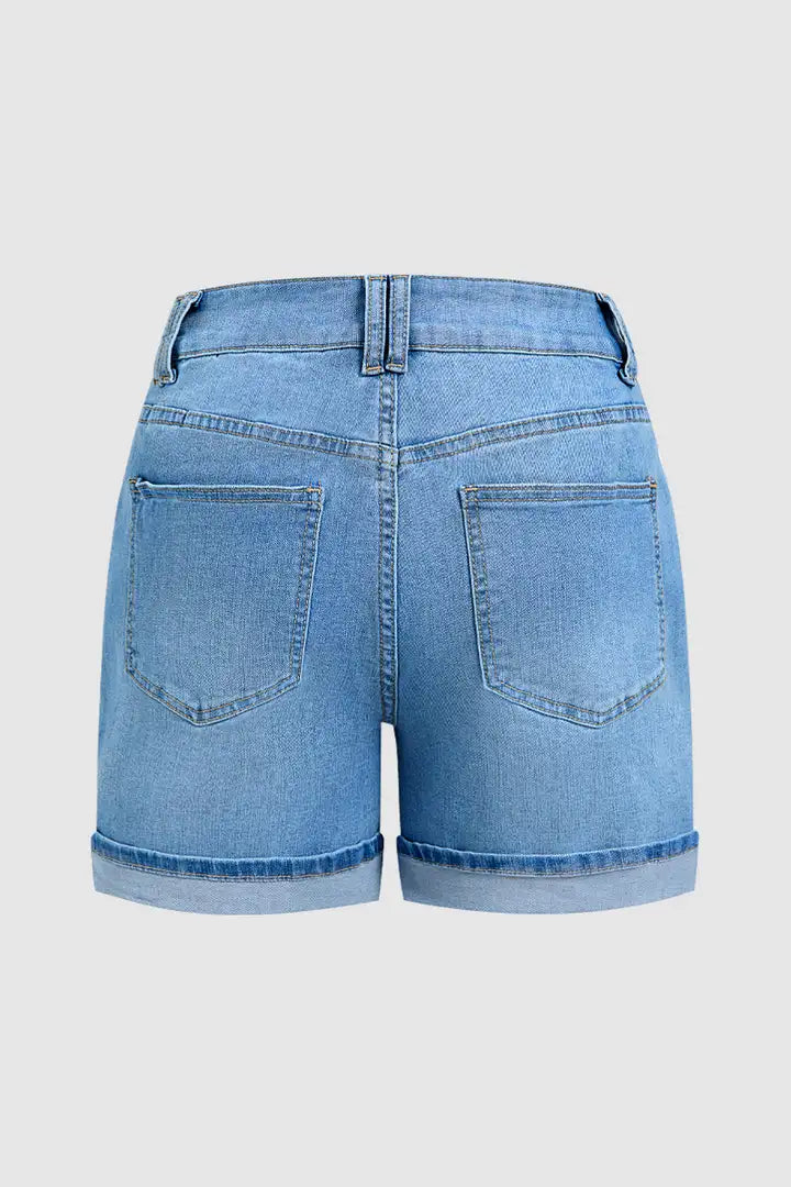 Lira - Denim broek met bloemenborduursel