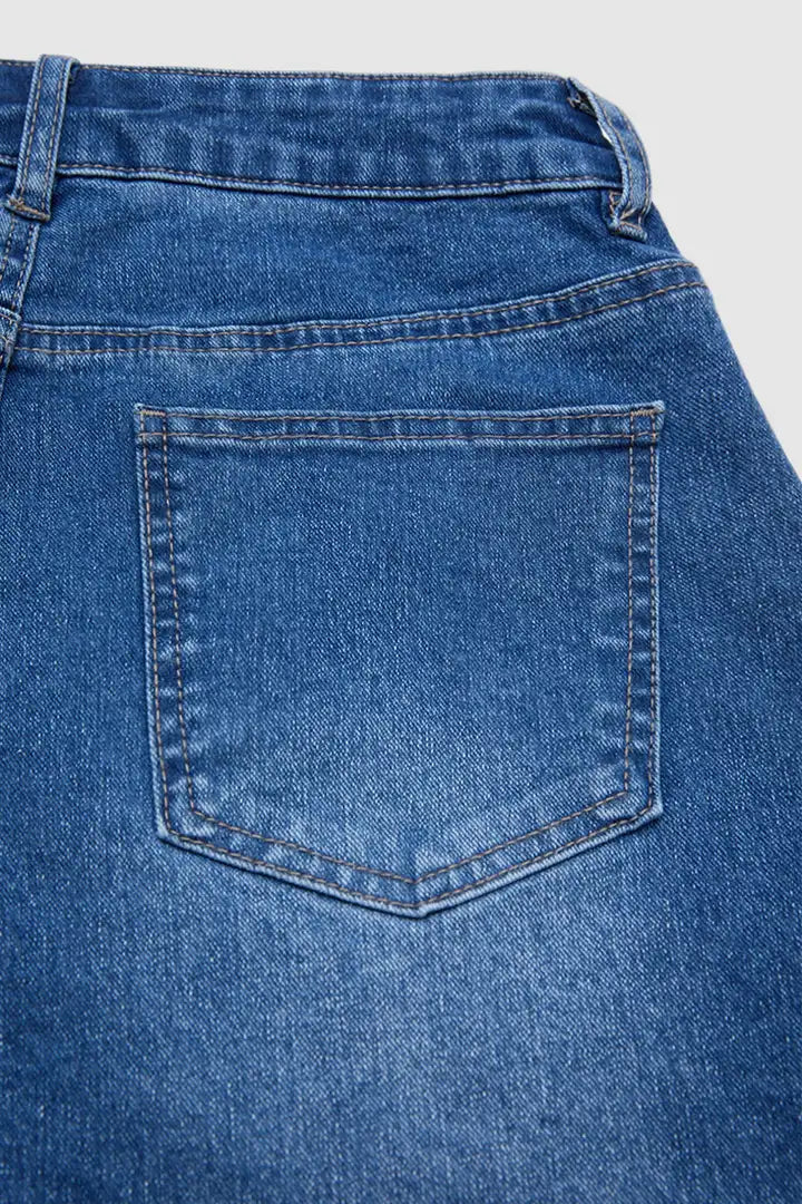 Nova - Wasbare denim broek met opgestikte zakken