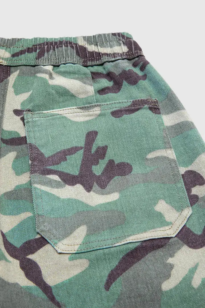 Luna - Camouflage cropped broek met trekkoord