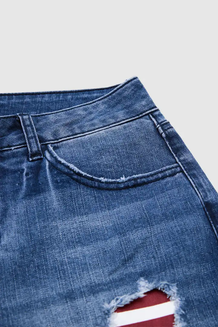 Mina - Denim bermudashort met Amerikaanse vlag