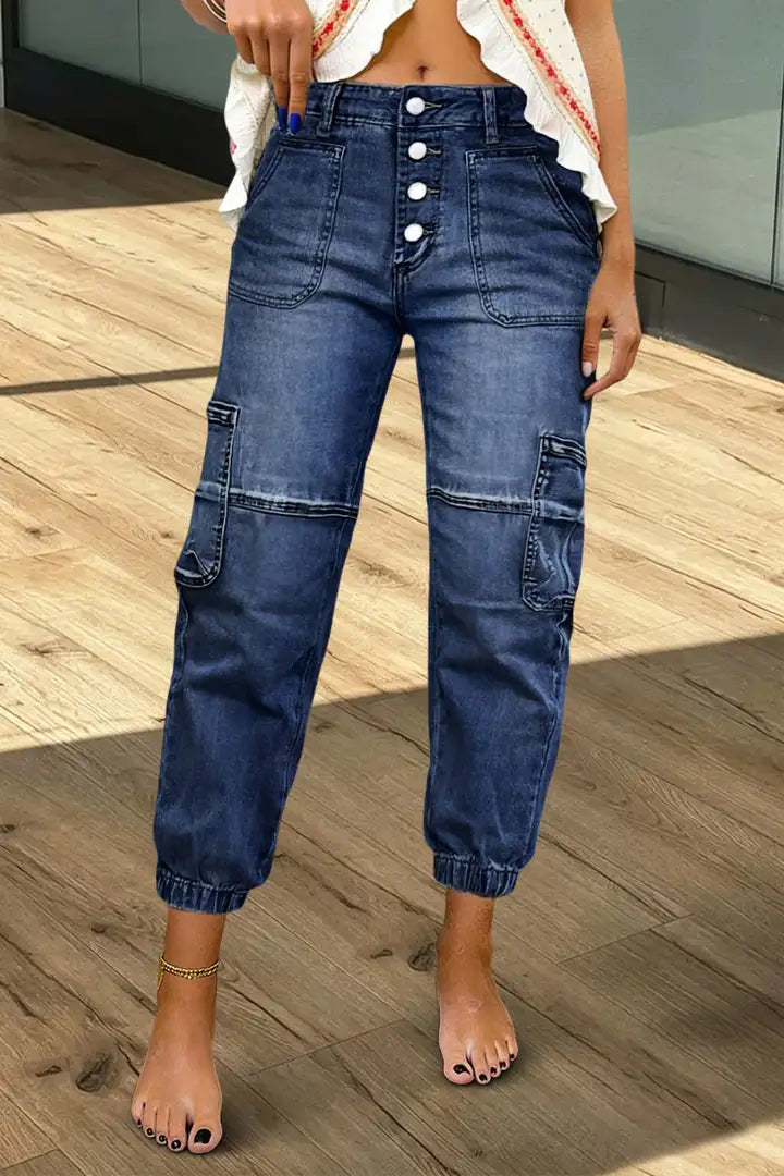 Liva - Cropped broek met meerdere zakken