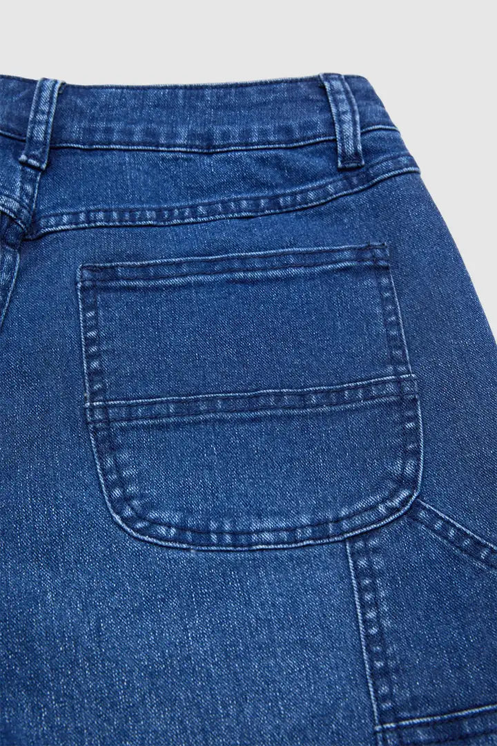 Sira - Denim broek met opgestikte zakken en hoge taille