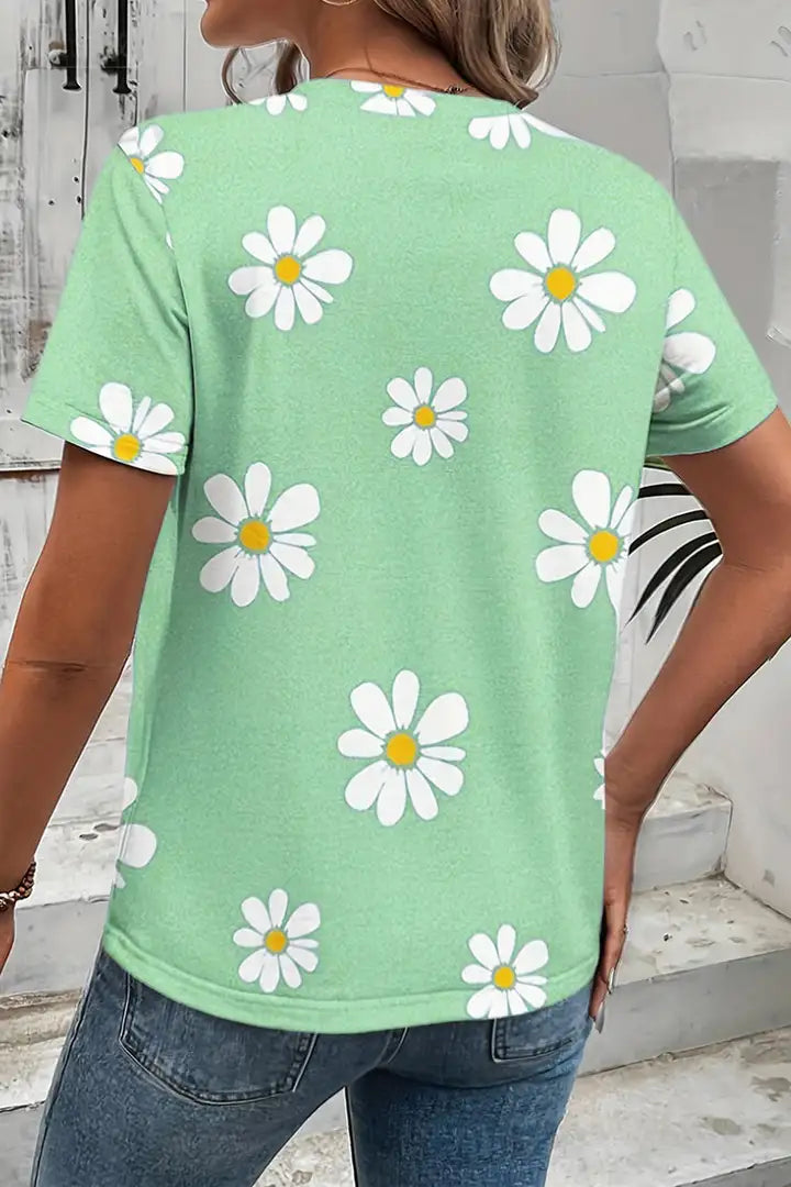 T-shirt met bloemenprint en ronde hals