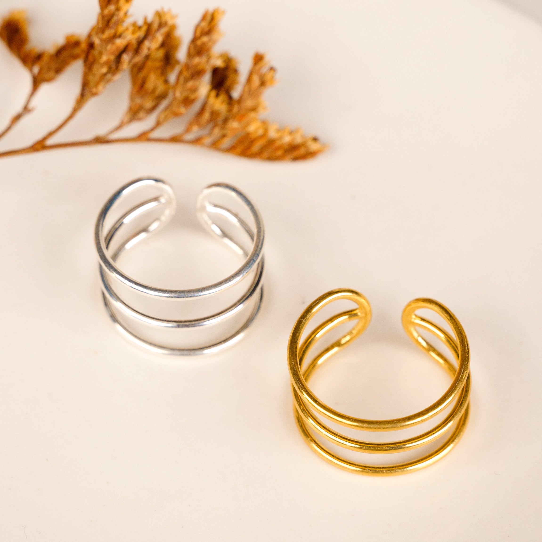 Verstelbare ring met drie lijnen