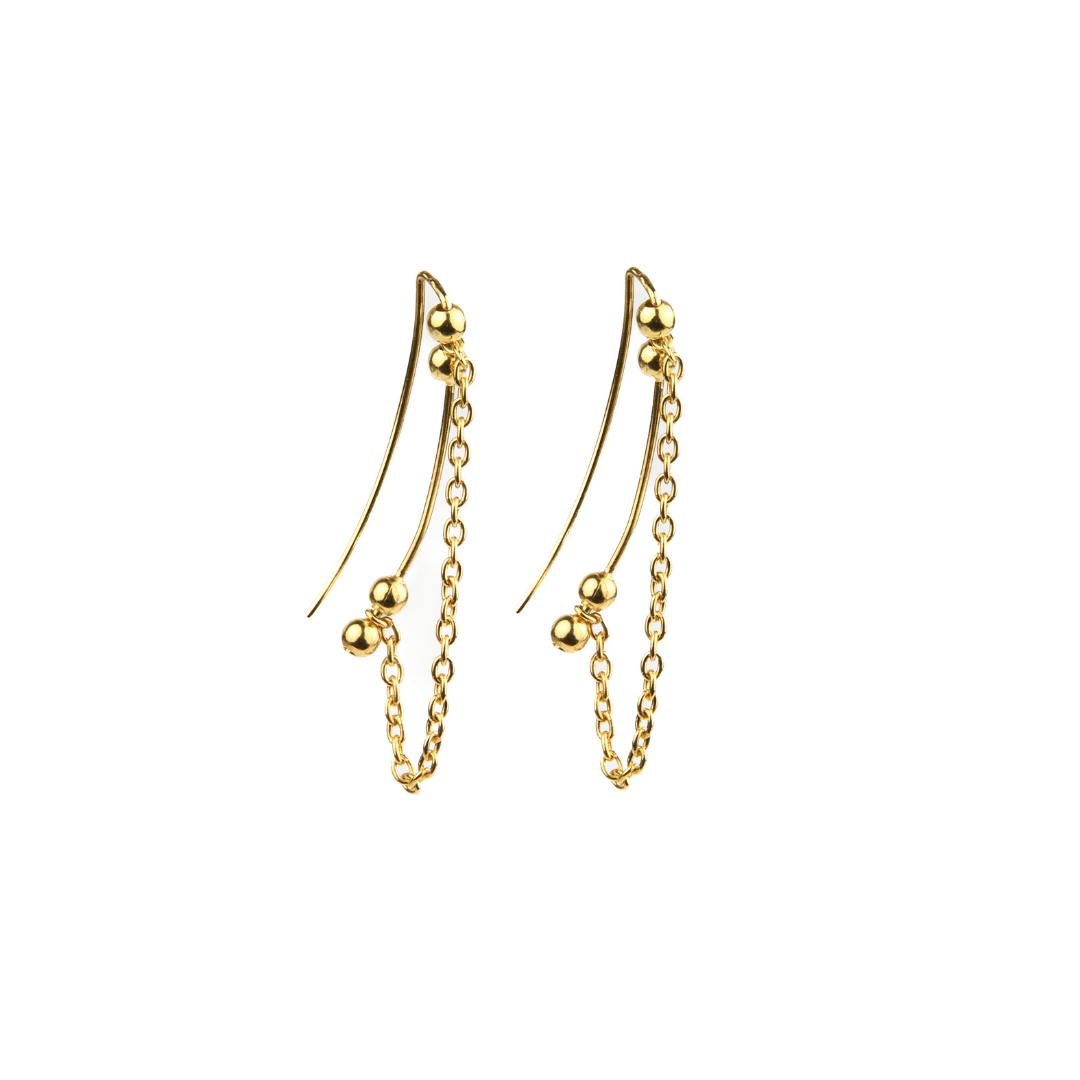 Doorlopende oorbellen met ketting