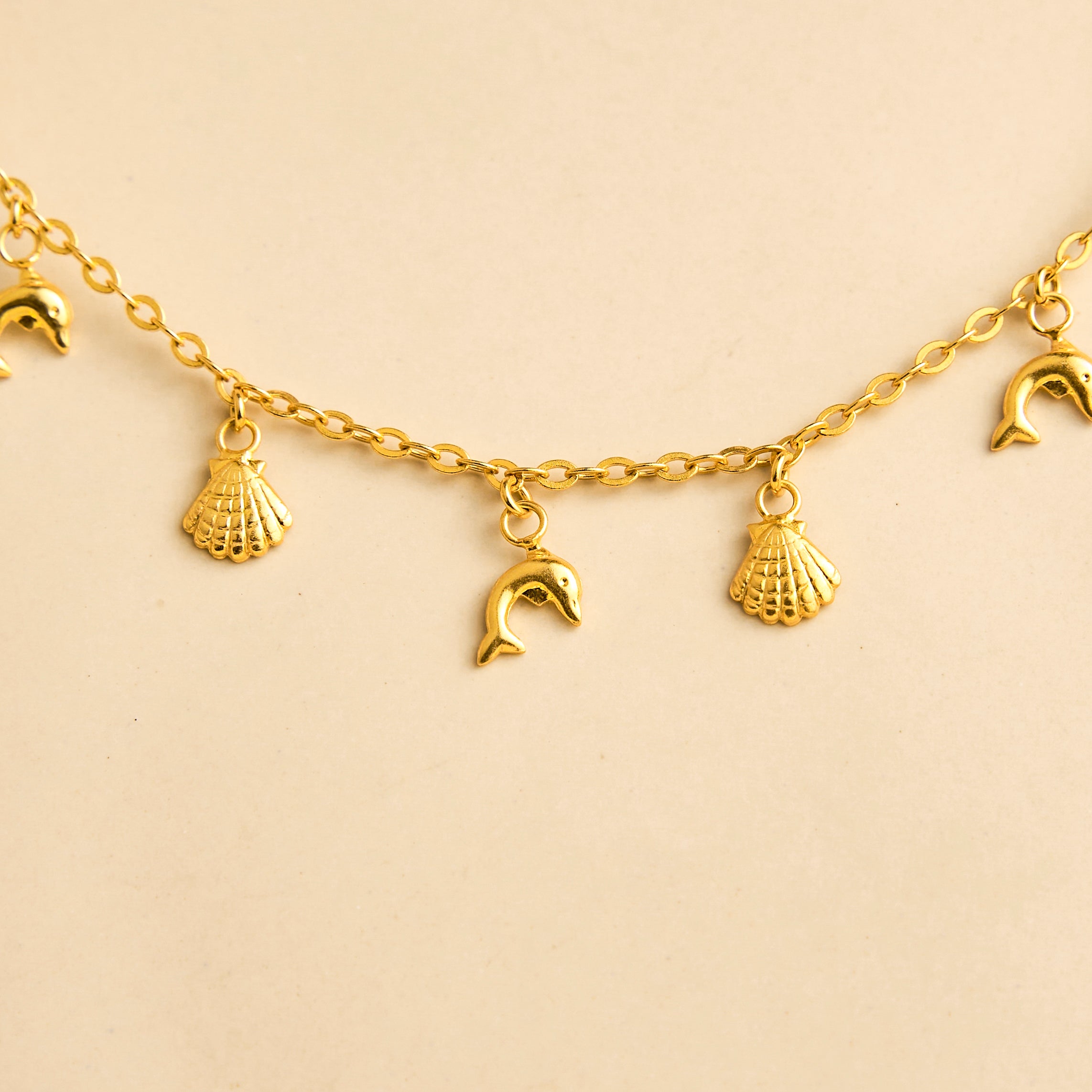 Ketting met schelpen en dolfijnen