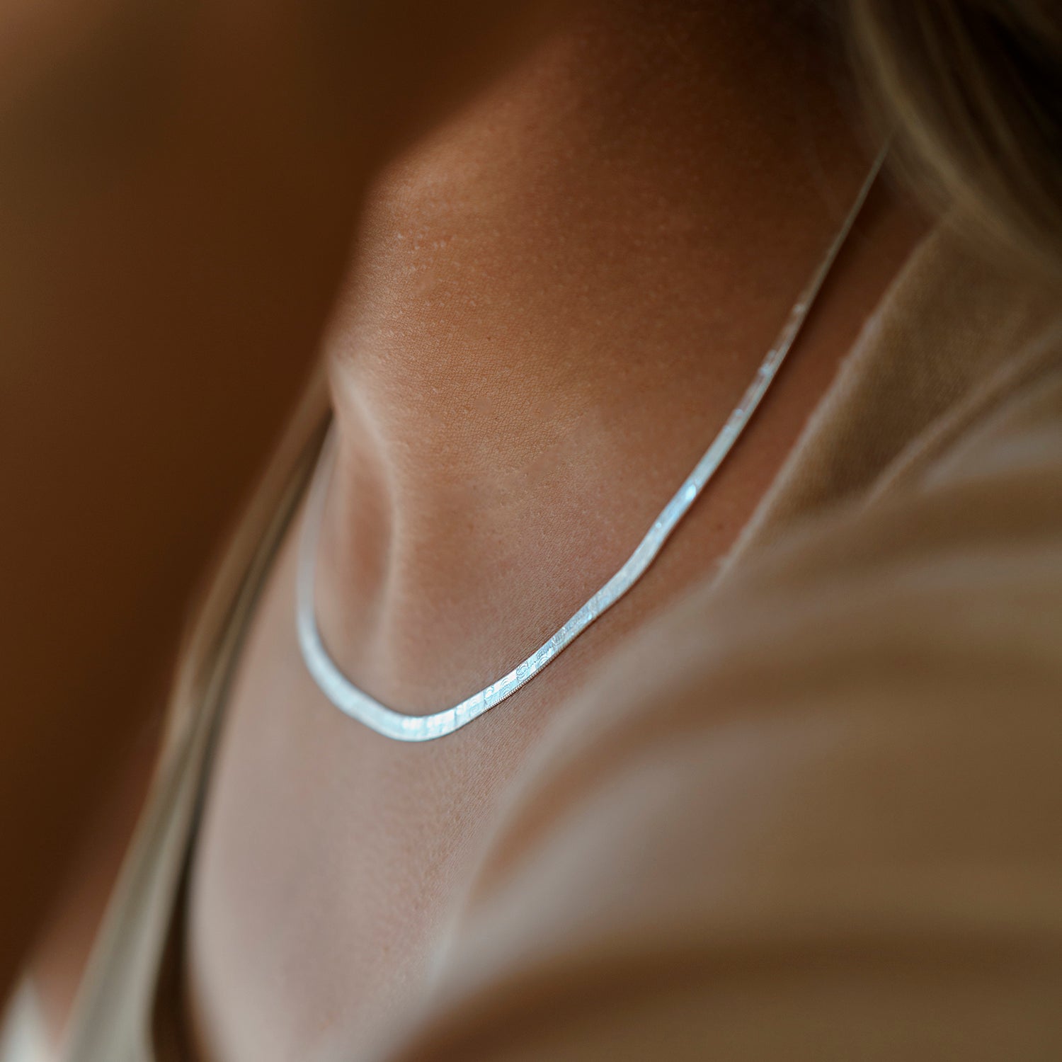 Platte schakelketting met detail