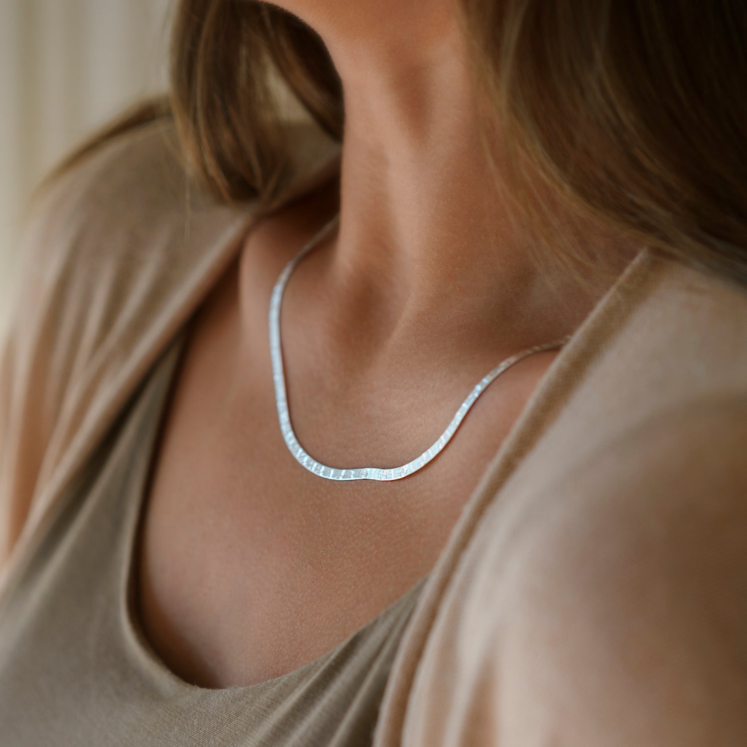 Platte schakelketting met detail