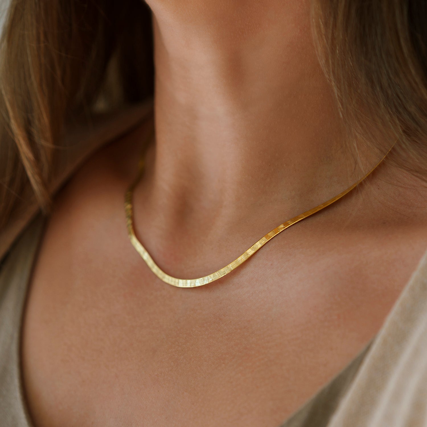 Platte schakelketting met detail